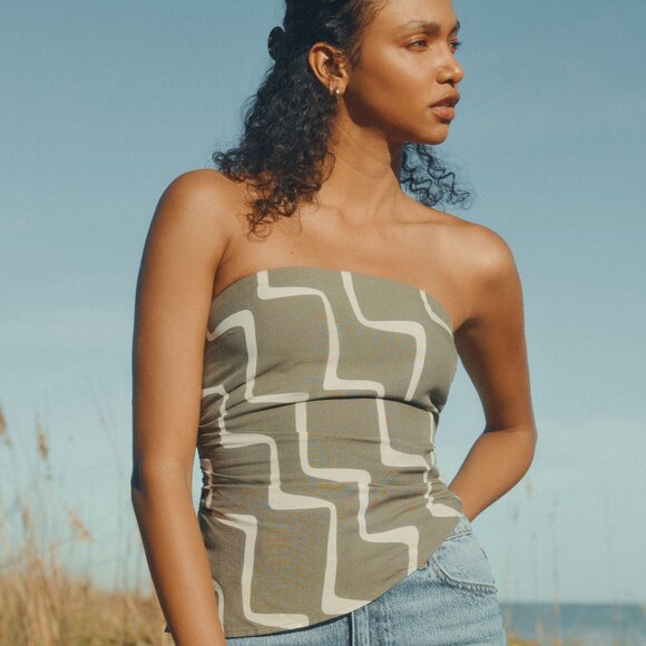 Dynamite Asymmetric Linen Tube Top - XS - NWT - Picture 4 of 4